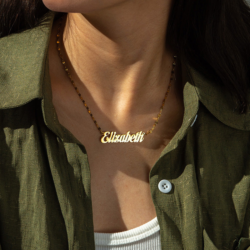 DIY Name Customization Necklace Women's Personalized Lip Chain Fashion Versatile Clavicle Neck Chain