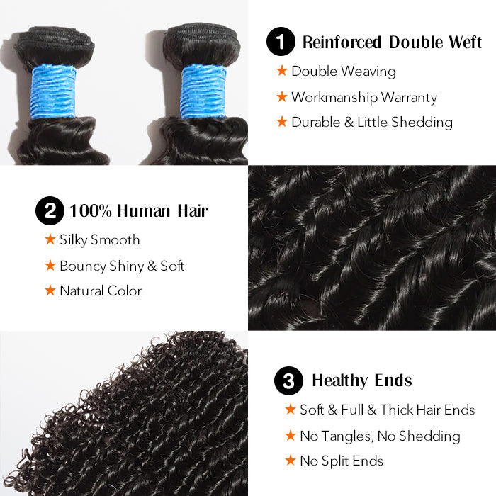Deep Curly Brazilian 100% Virgin Hair Bundles 10-30''