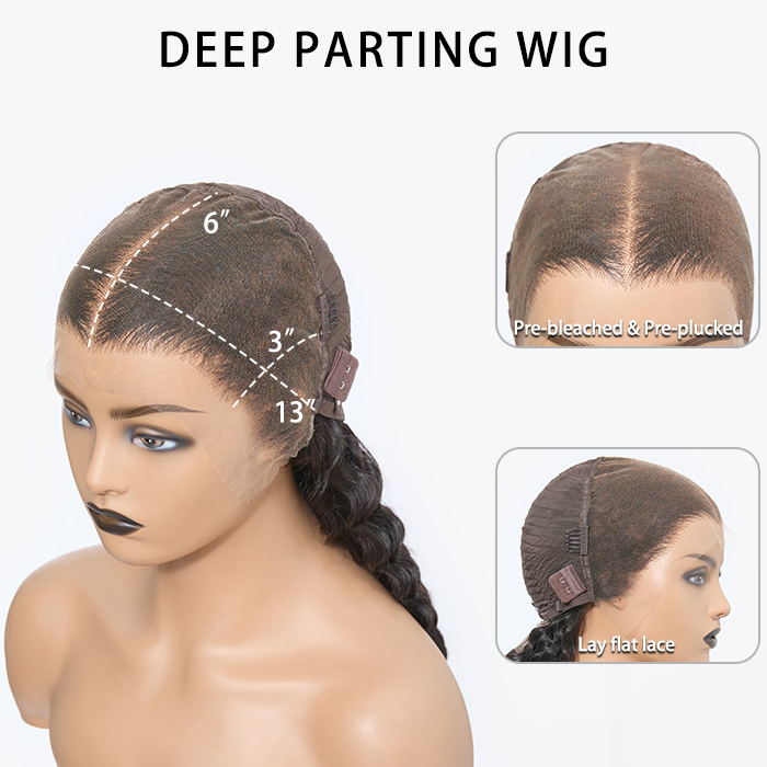 150% Density 13x6 PartingMax Glueless Lace Wig 3D Cap Pre-bleached Lace Front Wig Straight