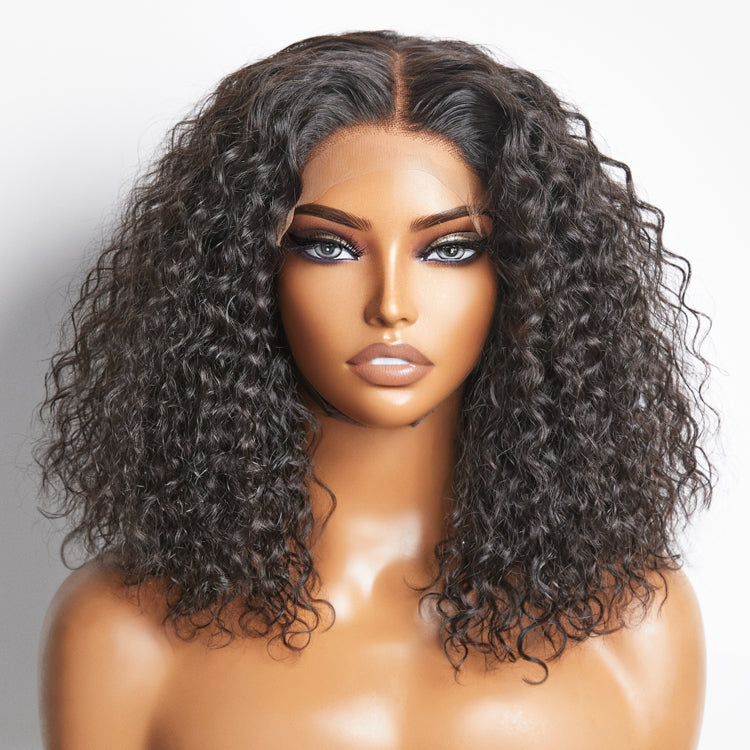 150% Density 5x5 Glueless Lace Closure Bob Wig Water Wave