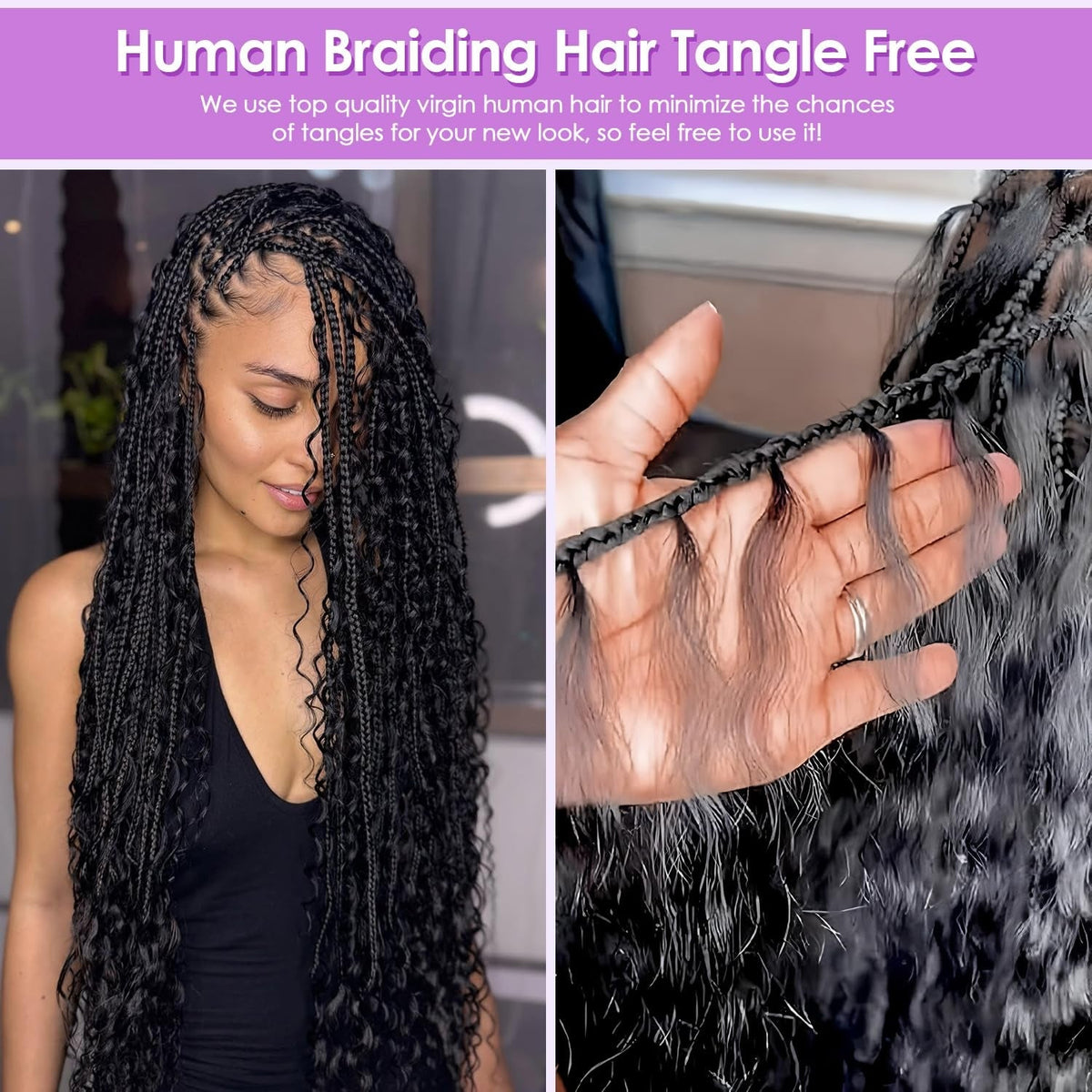 Deep Wave Bulk Hair For Braiding #1B Natural Black