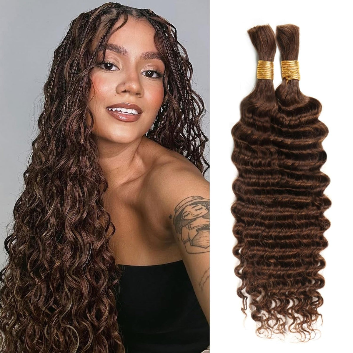 Deep Wave Bulk Hair For Braiding #4 Color 16-20"