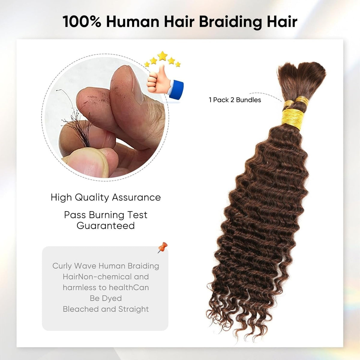 Deep Wave Bulk Hair For Braiding #4 Color 16-20"