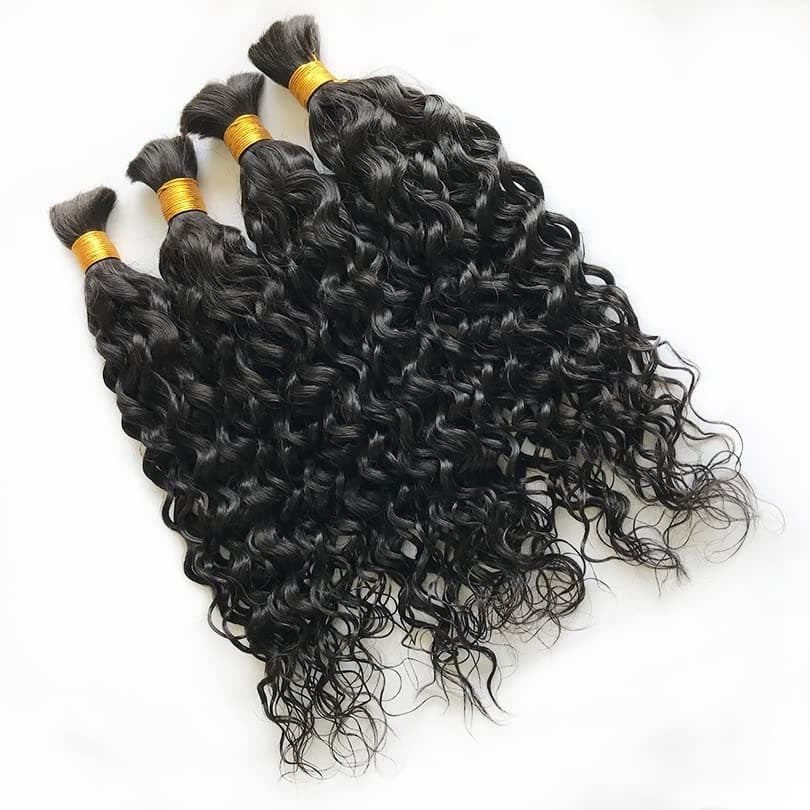 Water Wave Bulk Hair For Braiding #1B Natural Black