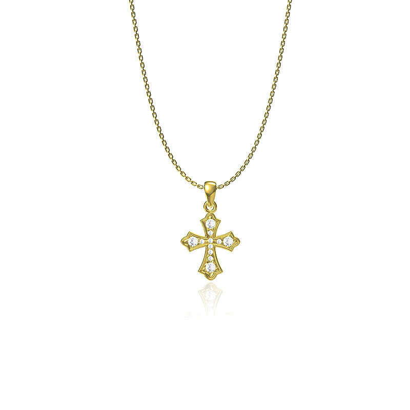 Cross necklace for women simple and colorfast zircon stainless steel collarbone chain titanium steel