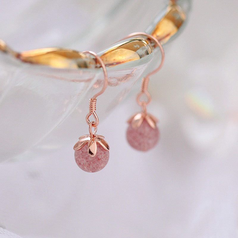 925 sterling silver earrings with strawberry crystal and sweet crystal ball earrings