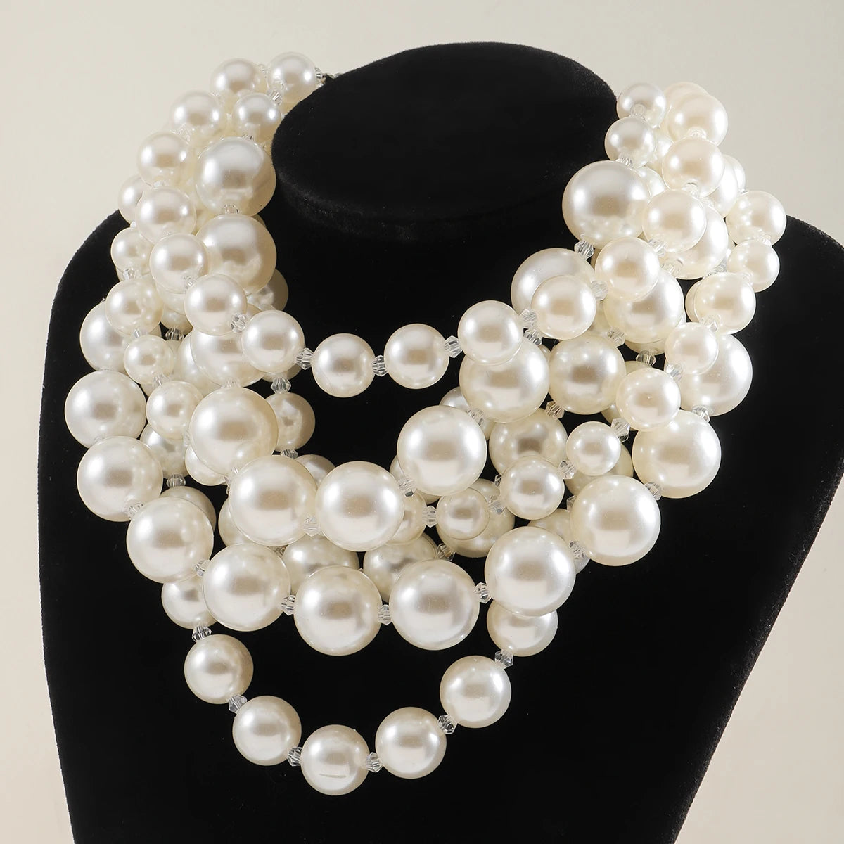 Vedawas Bohemian Handmade Beaded Multilayer Pearl Necklace,Exaggeration Choker Banquet Wedding Women Accessories