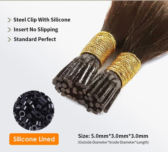 I Tip Hair Extensions Natural Remy Human Hair (#8 Light Brown)