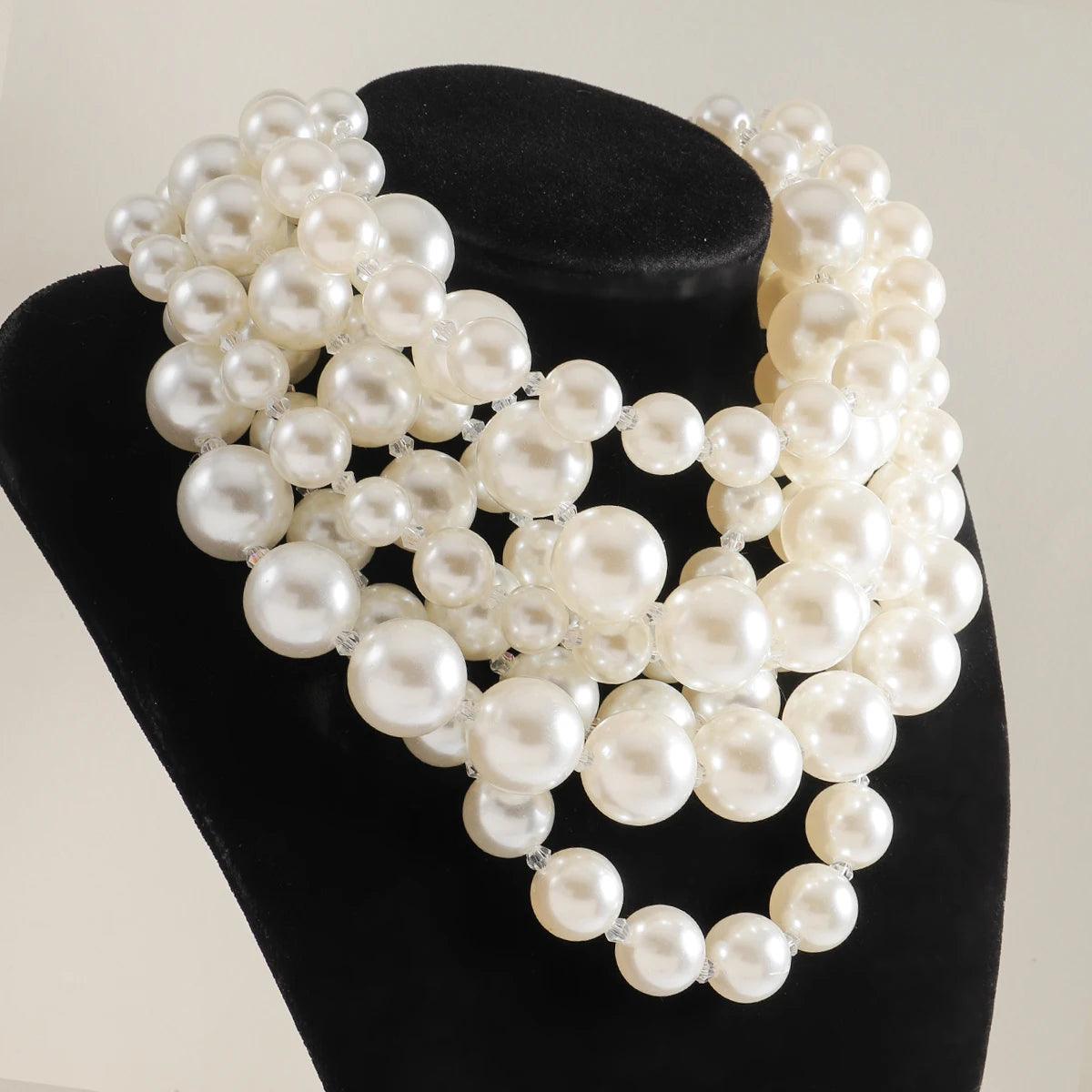 Vedawas Bohemian Handmade Beaded Multilayer Pearl Necklace,Exaggeration Choker Banquet Wedding Women Accessories