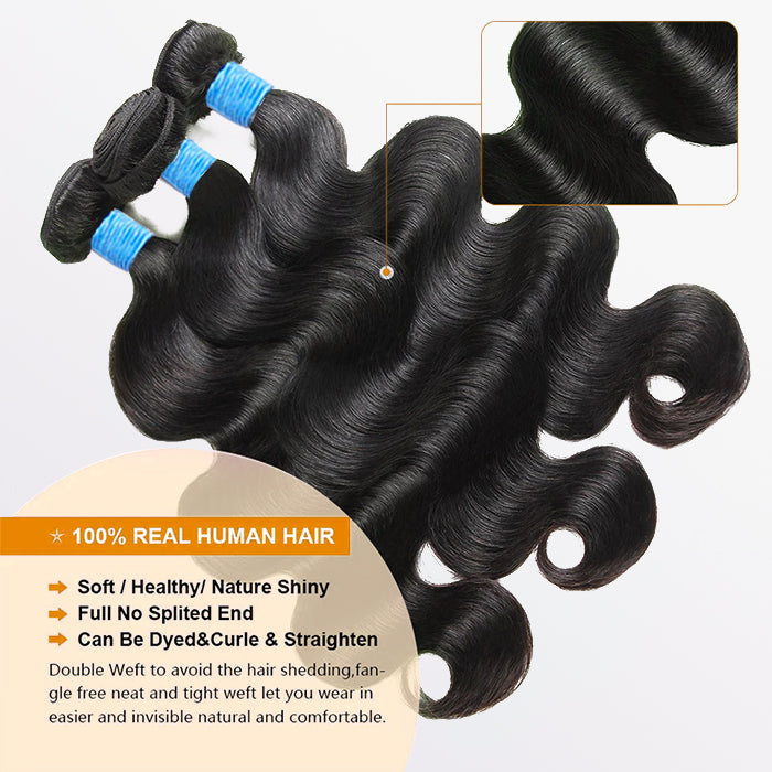 Body Wave Brazilian 100% Virgin Hair Bundles 10-32''