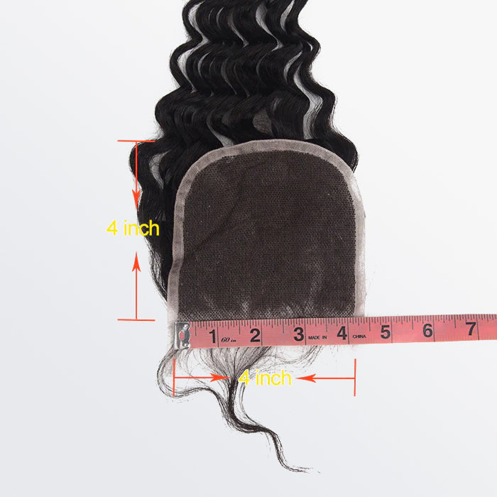 4x4 Free Parted Lace Closure Deep Wave