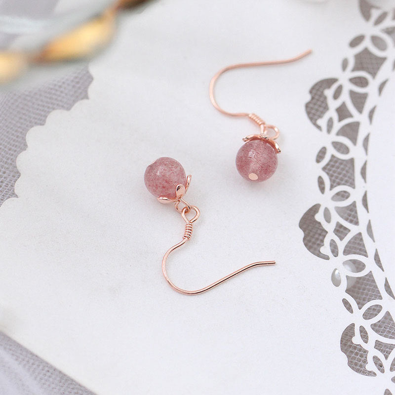 925 sterling silver earrings with strawberry crystal and sweet crystal ball earrings
