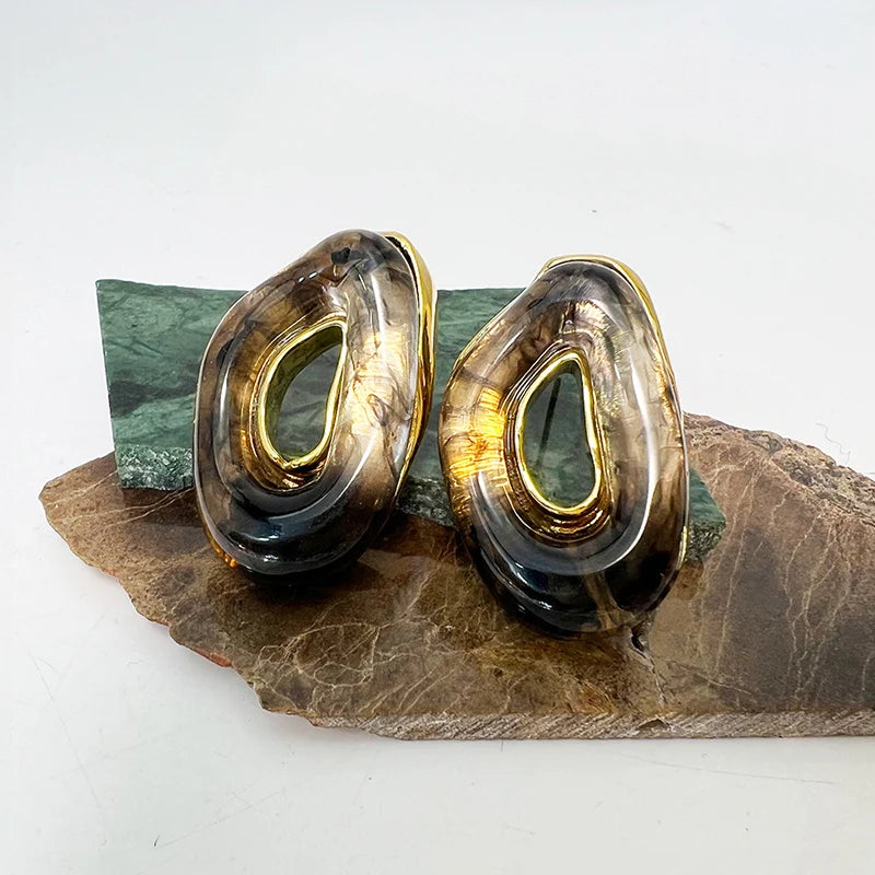 Exaggerate Elegant Resin Women Personality Stud Earrings Unique Exquisite Jewelry Fashion Wedding Party Gifts Accessories