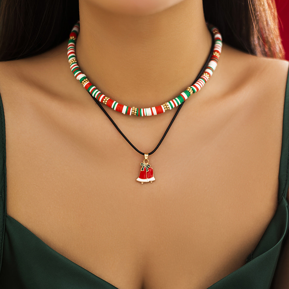 Christmas holiday soft ceramic necklace set snowman elk micro inlaid necklace