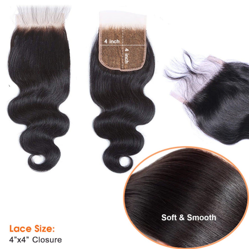 4x4 Free Parted Lace Closure Water Wave