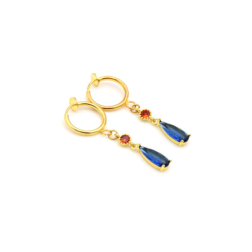 Anime emerald Hal Hall same style zircon copper earrings cos peripherals no need for ear piercing
