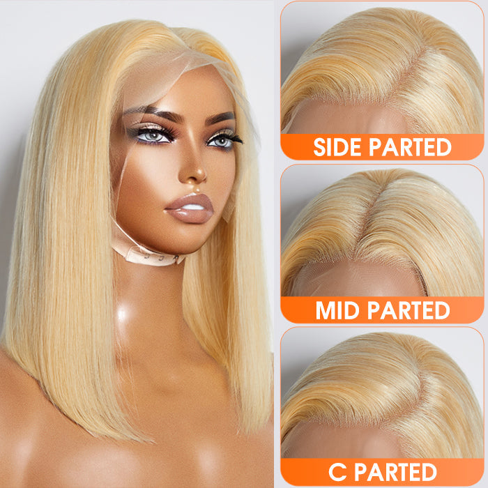 150% Density Pre-Plucked 13x4 Lace Frontal Bob Wig Straight #613