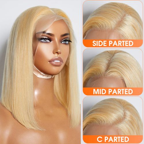 150% Density Pre-Plucked 13x4 Lace Frontal Bob Wig Straight #613