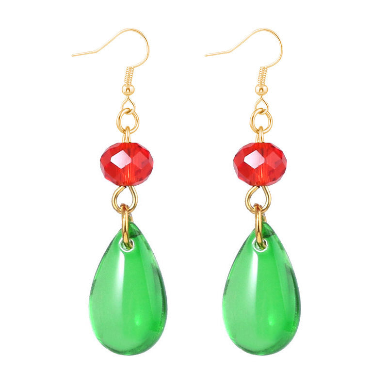 Anime emerald Hal Hall same style zircon copper earrings cos peripherals no need for ear piercing
