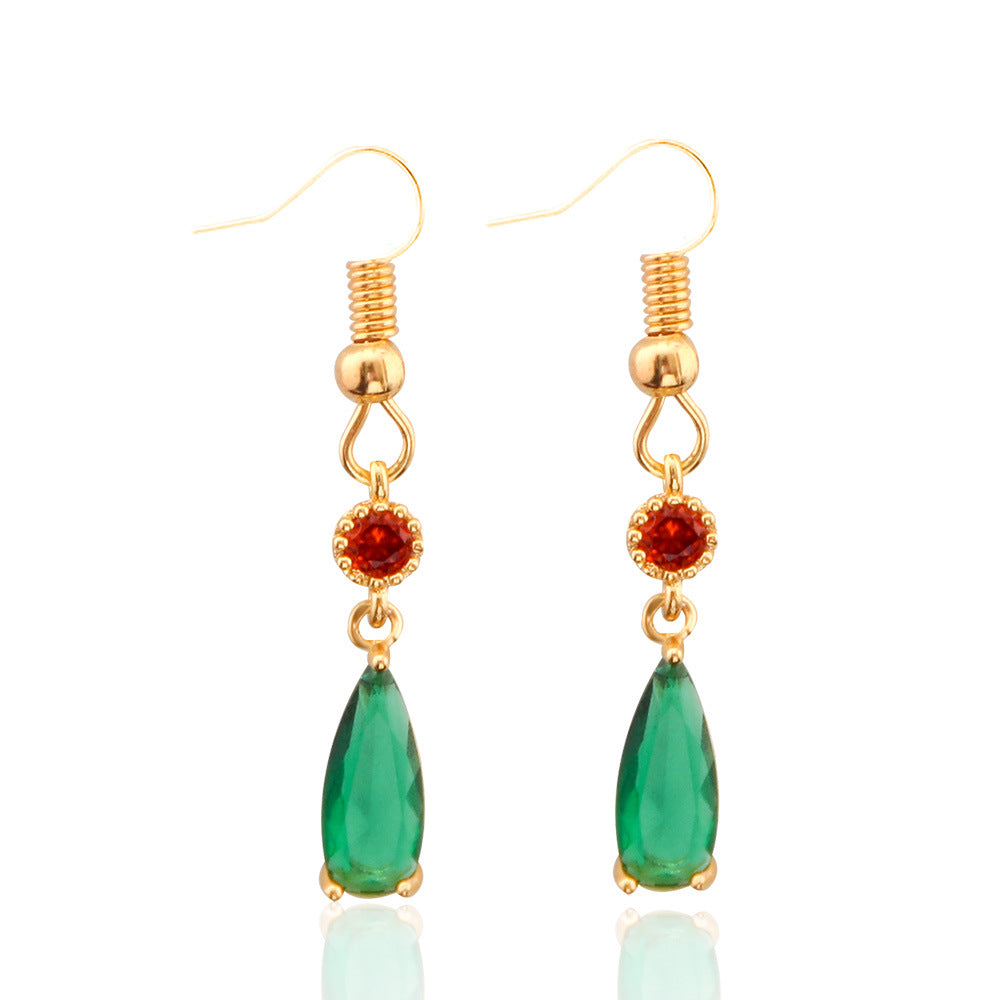 Anime emerald Hal Hall same style zircon copper earrings cos peripherals no need for ear piercing