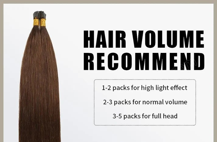 I Tip Hair Extensions Natural Remy Human Hair (#8 Light Brown)