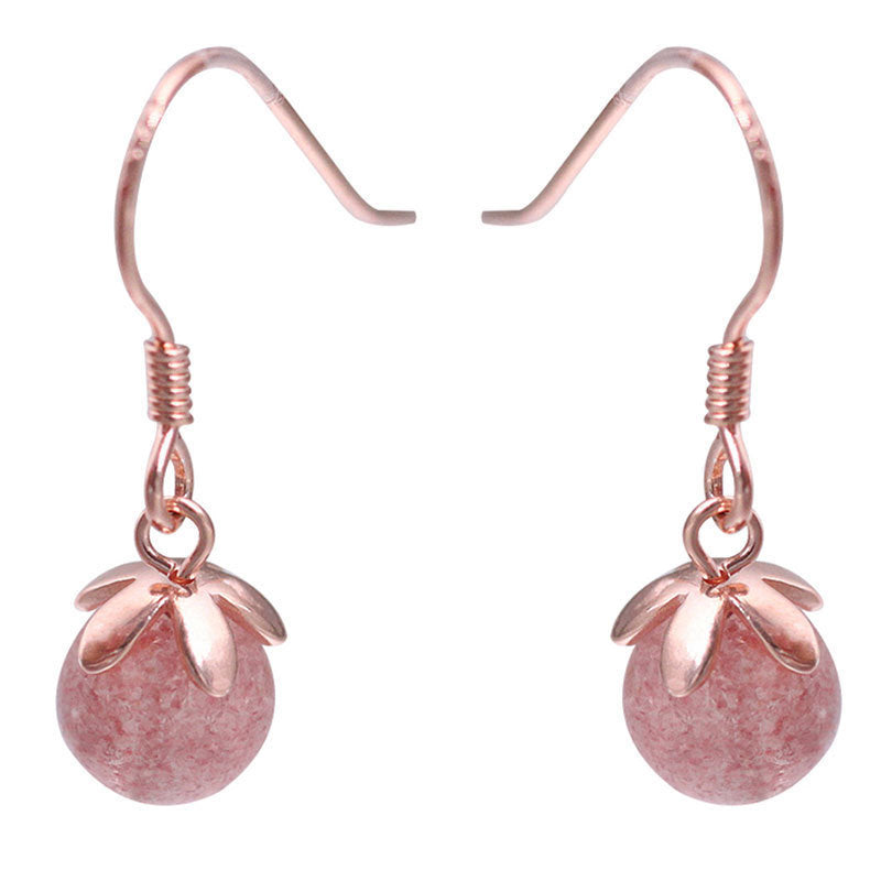 925 sterling silver earrings with strawberry crystal and sweet crystal ball earrings