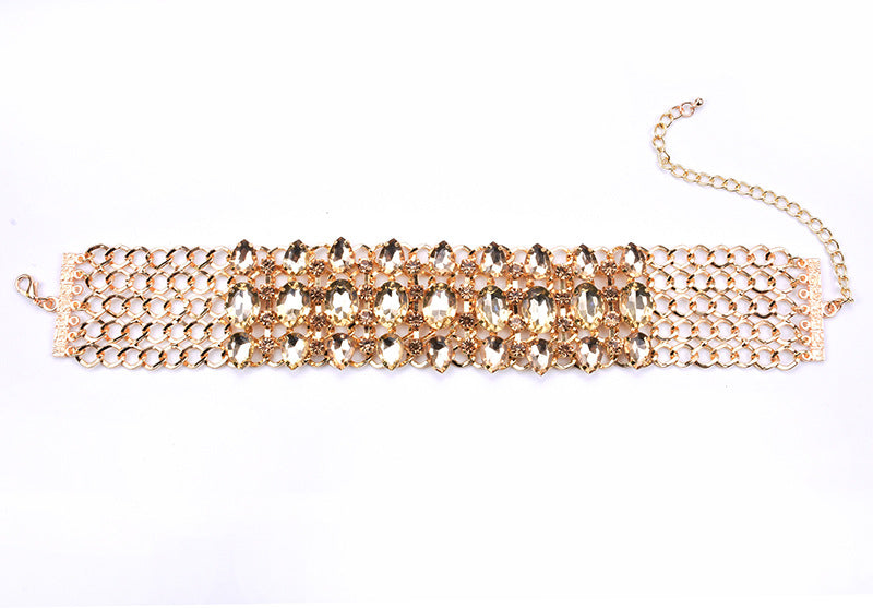 Autumn and winter classic European and American big brands full of diamonds, colorful water droplets, exaggerated necklaces, collarbone chains, clothing accessories