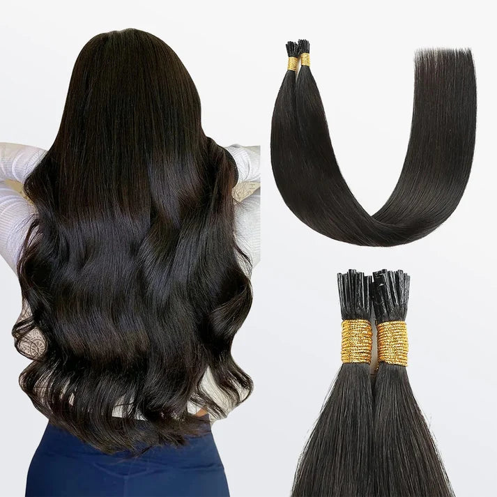 I Tip Hair Extensions Natural Remy Human Hair (#1 Light Brown)