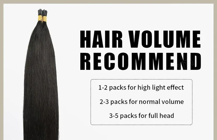 I Tip Hair Extensions Natural Remy Human Hair (#1 Light Brown)