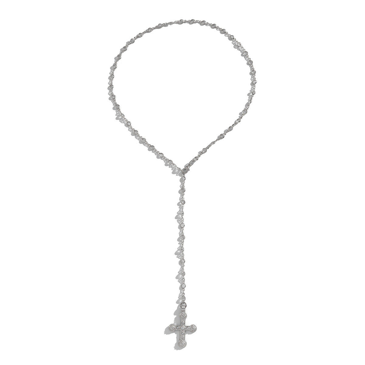 Diamond studded cross pendant collarbone chain ins wind alloy necklace minimalist