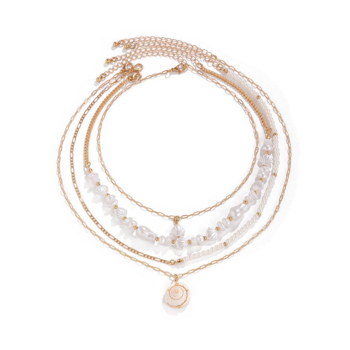 Beaded shell ocean style retro necklace, crushed stone Baroque imitation pearl necklace