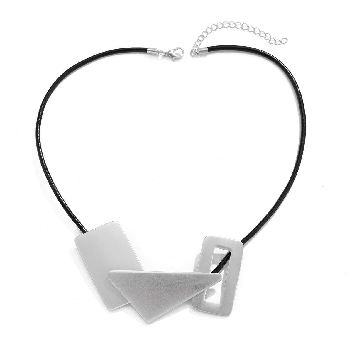 Exaggerated geometric splicing ins style necklace, personalized metal wire drawing hollow out item jewelry necklace