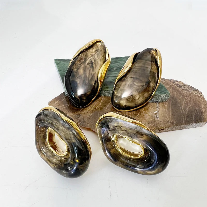Exaggerate Elegant Resin Women Personality Stud Earrings Unique Exquisite Jewelry Fashion Wedding Party Gifts Accessories