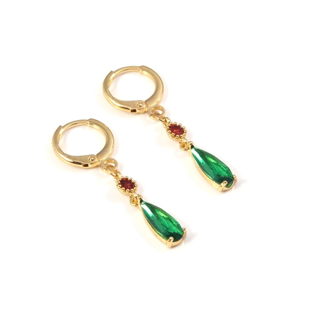Anime emerald Hal Hall same style zircon copper earrings cos peripherals no need for ear piercing