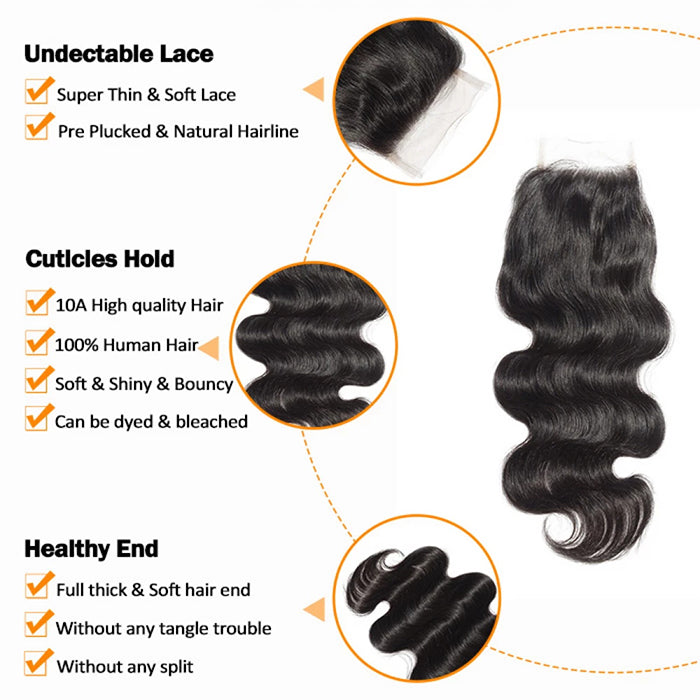 4.5x 4.5 Upgrade Free Parted Lace Closure Body Wave
