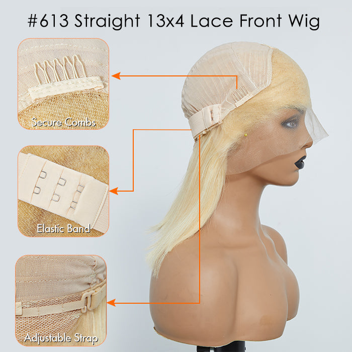 150% Density Pre-Plucked 13x4 Lace Frontal Bob Wig Straight #613
