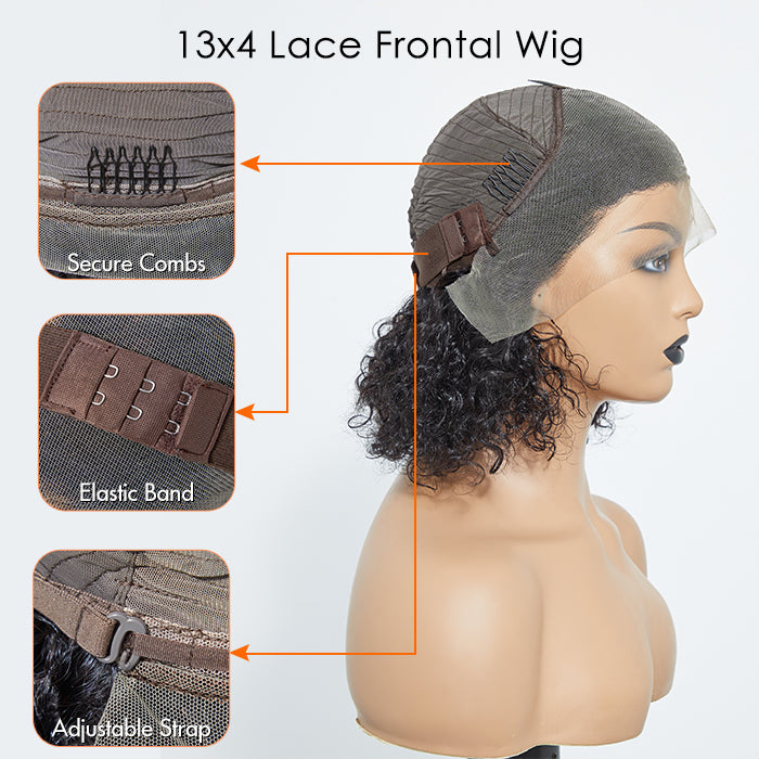 150% Density 13x4 Pre-Plucked Lace Frontal Bob Wig Curly