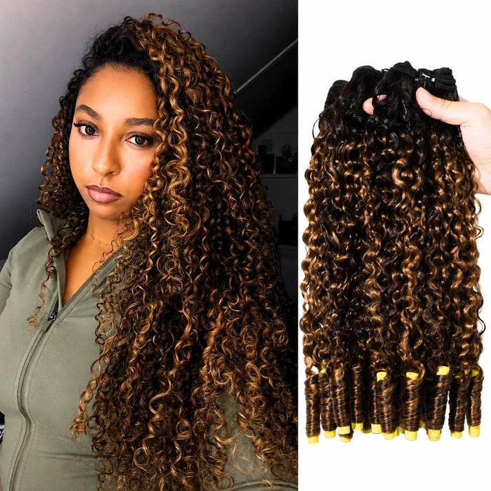 Burmese Curly 100% Virgin Hair Bundles #T1B/P4/27